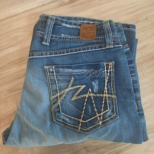 BKE Buckle Wendi Women's 29 Light Washed Distressed Embroidered Blue Jeans Condi